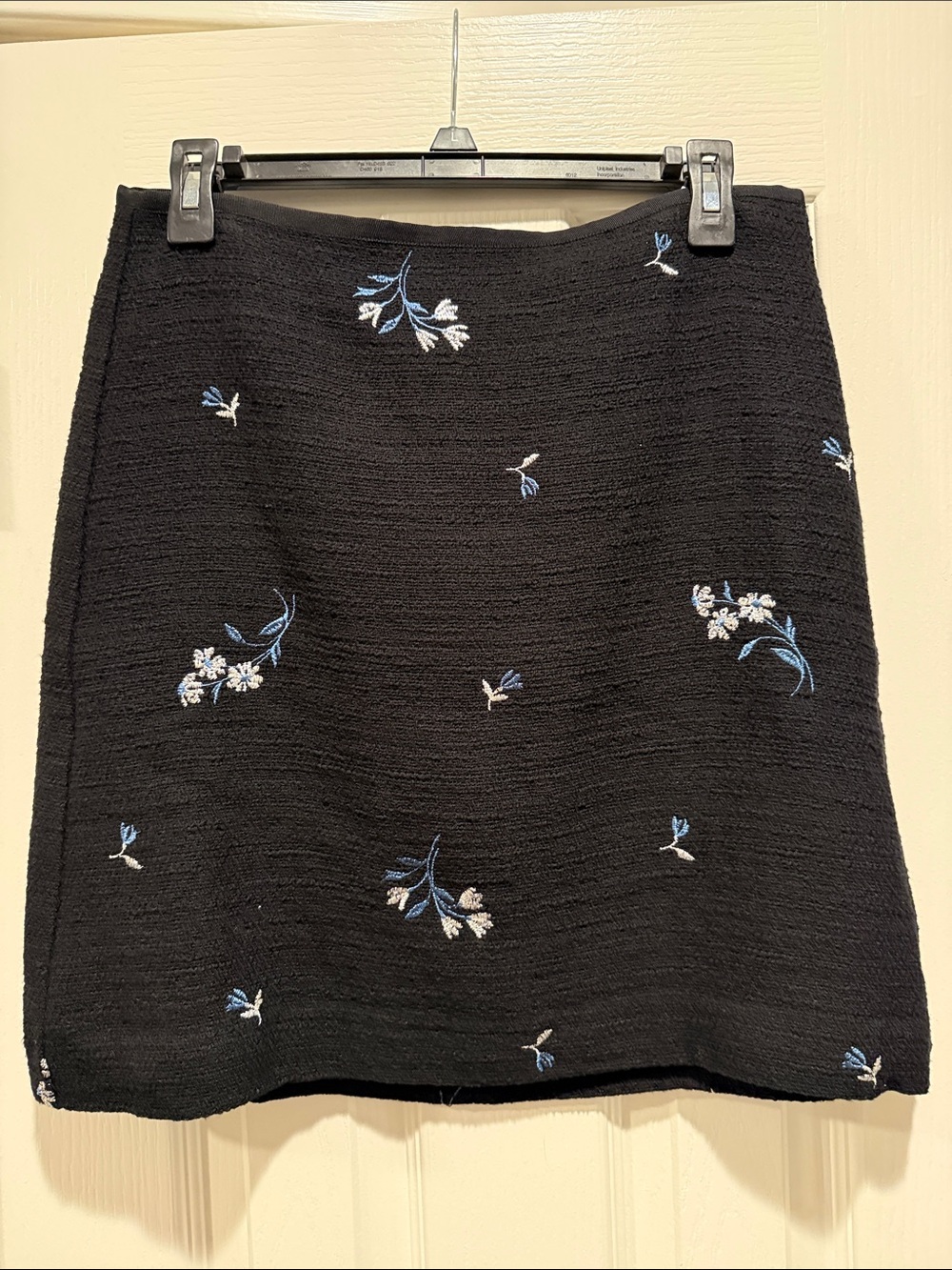 Black Floral Embroidered A-Line Women's Skirt
